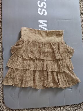 Rugby Ralph Lauren Ruffle Tiered Skirt XS Gold